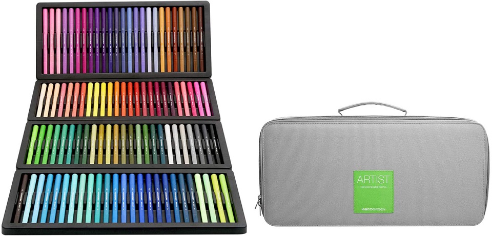 Набір кольорових маркерів Xiaomi KACO ARTIST Double Tips Pen 100 Colors крупним планом