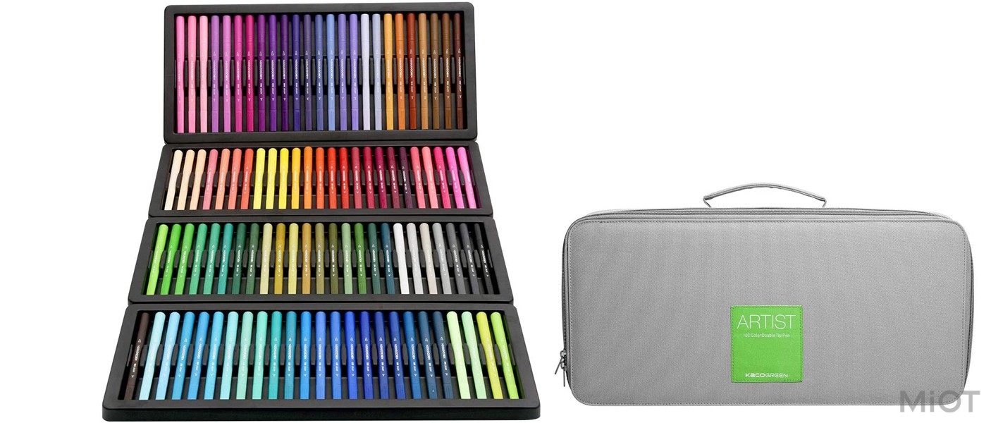 Набір кольорових маркерів KACO ARTIST Double Tips Pen 100 Colors