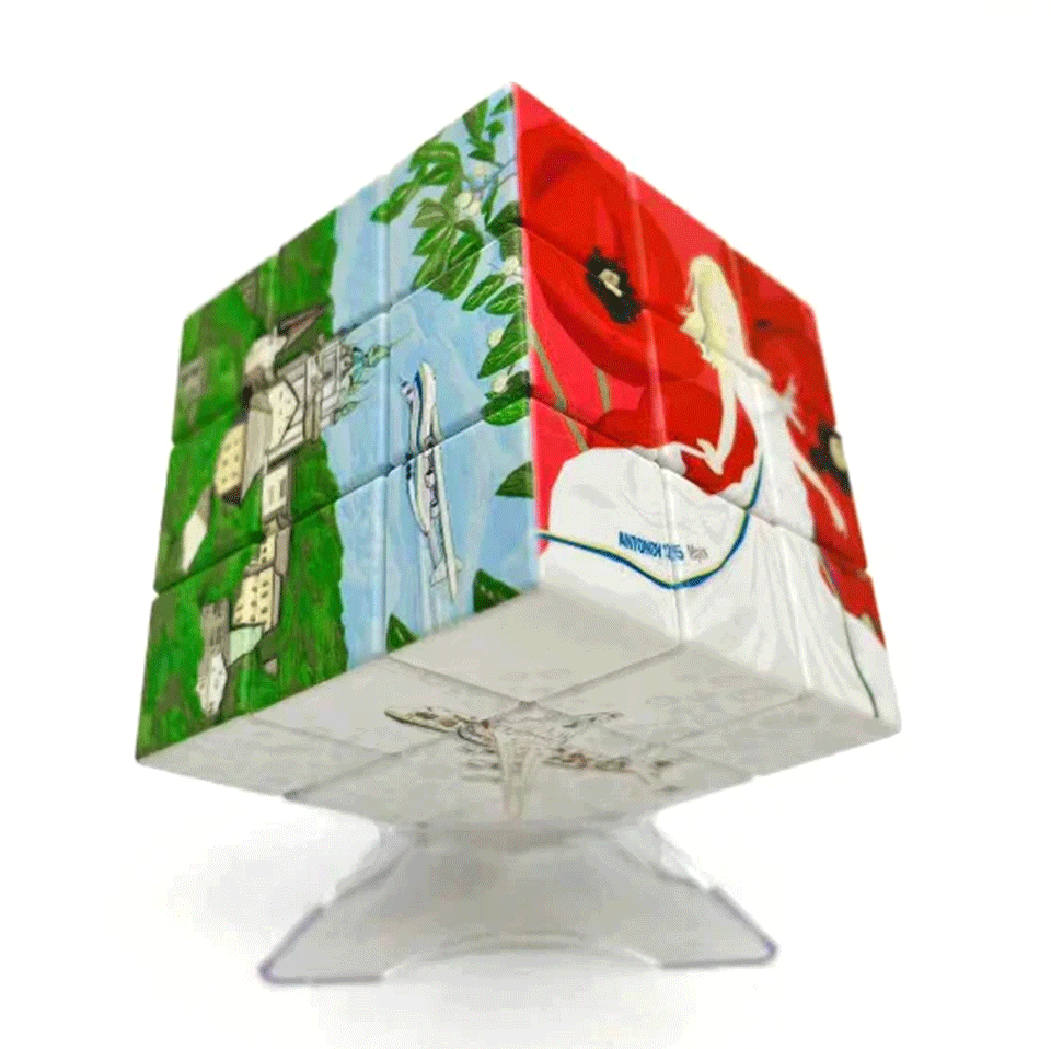 Коллекционный кубик Рубика «Украинская Мечта» художников из Украины (большой размер 7х7х7 см. PC-UD001) на подставке