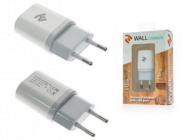 Мережевий зарядний пристрій 2e_usb_wall_charger_2a_white