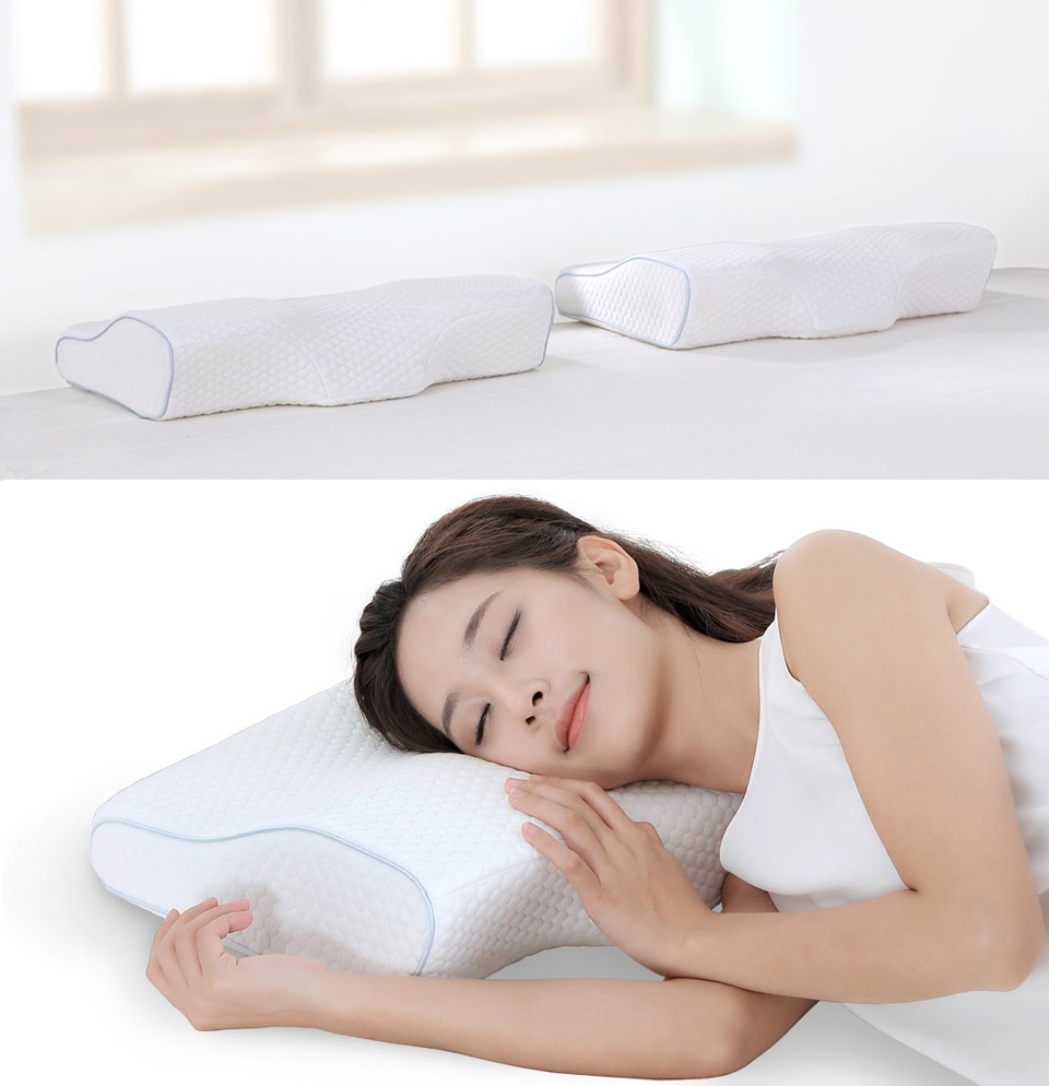 Подушка 8H Butterfly memory foam pillow H2 дівчина спить на боці