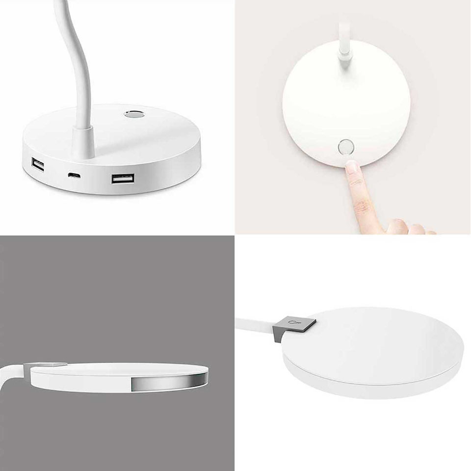 Настільна лампа COOWOO U1 Smart Table Lamp White підставка, USB, сенсорна кнопка