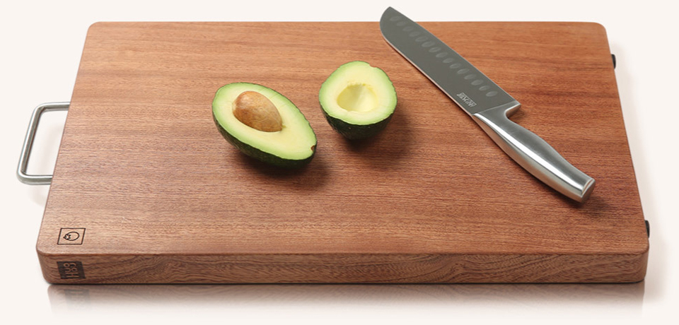 Обробна дошка Huo Hou Whole wood chopping board ніж і авокадо