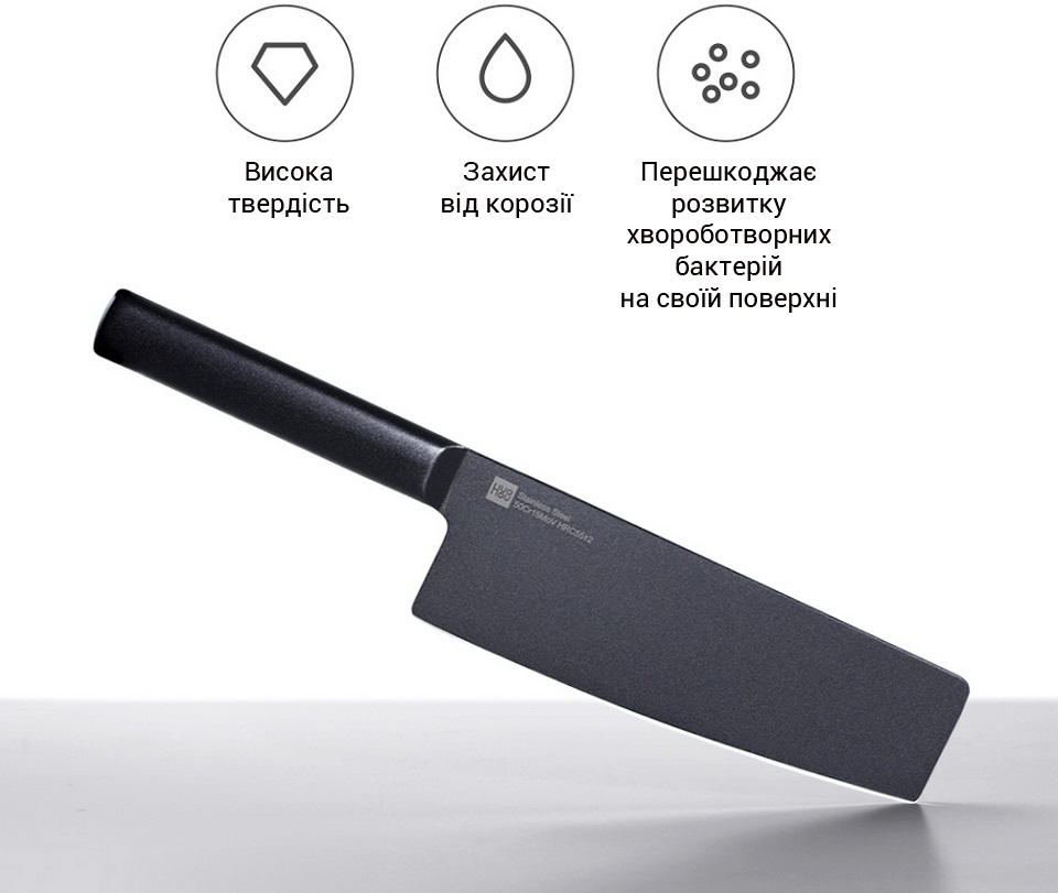 Набір ножів Huo Hou Black non-stick heat knife 2 psc. set характеристики сталі