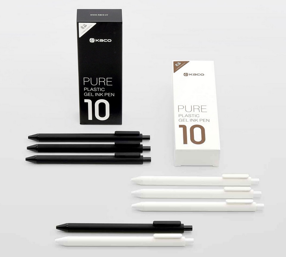 Набір гелевих ручок KACO Pure Gel Ink Pen 10 pcs K1015 в чорному і білому кольорі