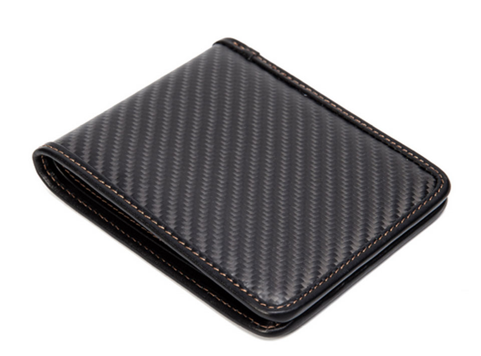 Бумажник Karbonn fiber wallet+leather 9.8*11.8*2CM горизонтальный крупным планом