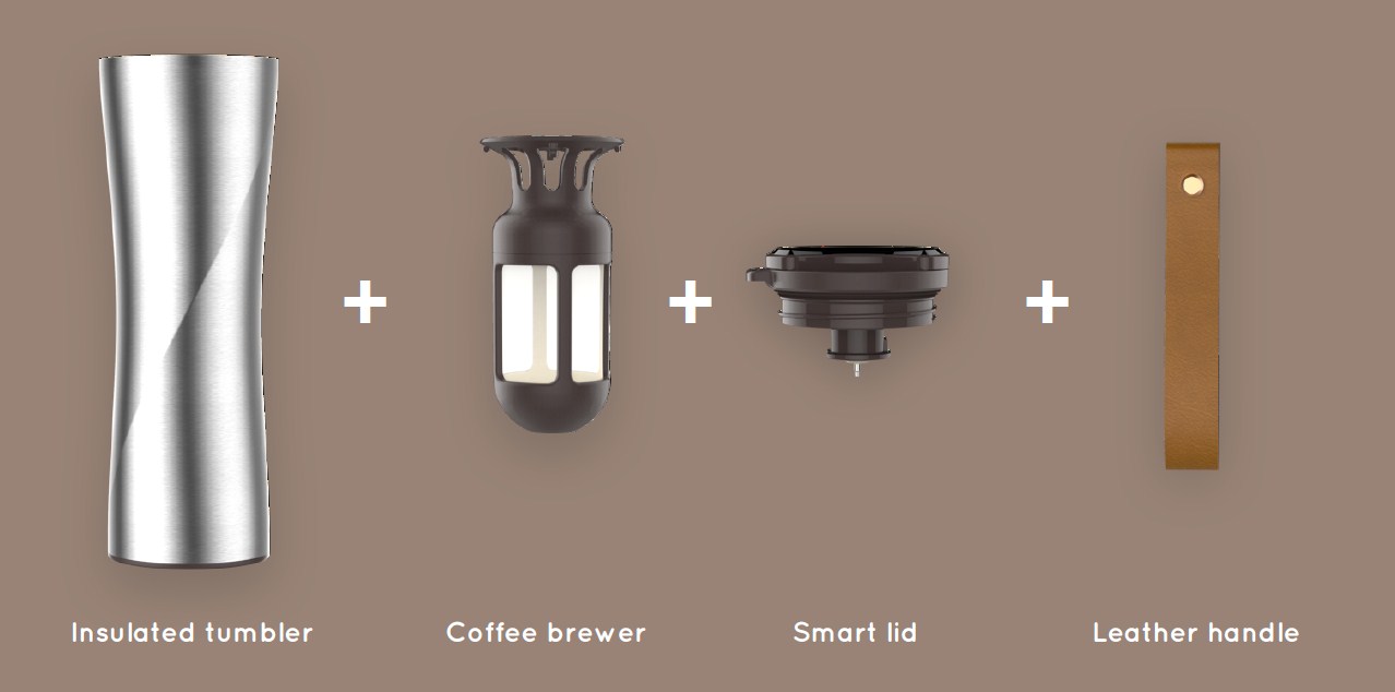 KissKissFish MOKA Smart Coffee Tumbler розбірна конструкція