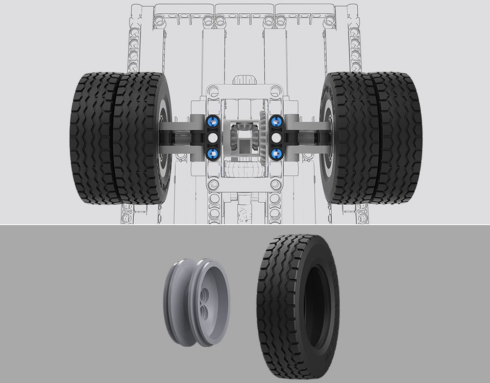 Іграшка трансформер MiTu Building blocks Mine Truck шини та колеса