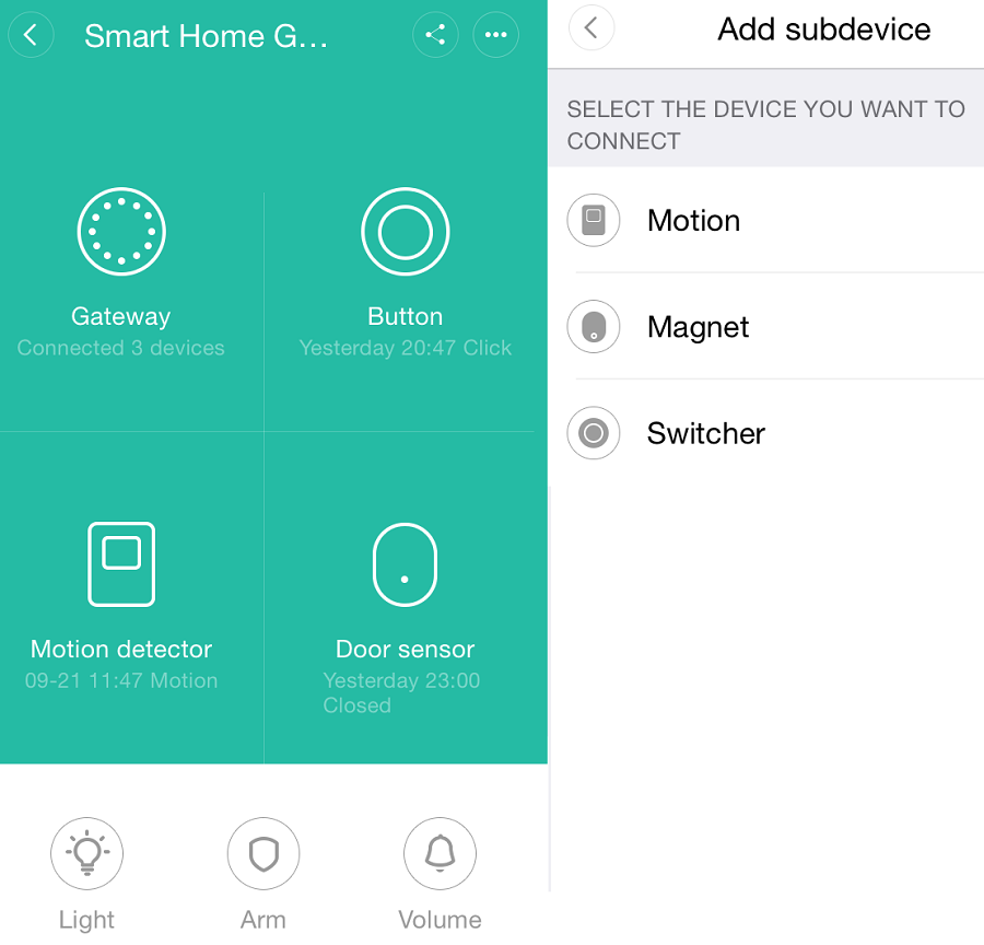 Mi Smart Home Wireless Switch WXKG01LM работа через  приложение