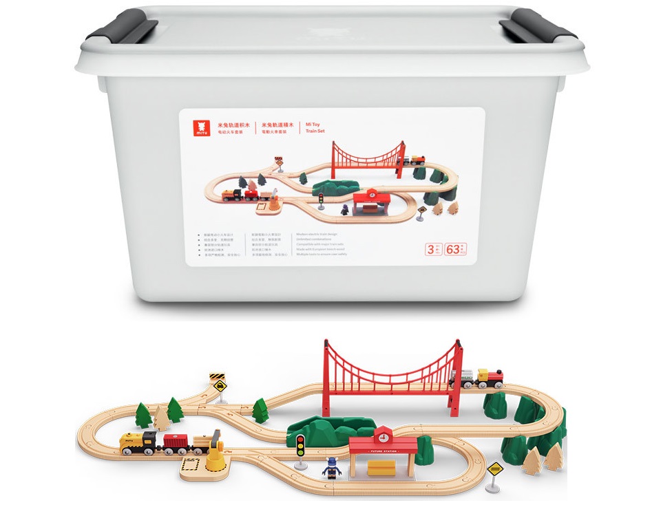 Дерев'яна залізниця Mitu Toy Train Set 63 Pcs органайзер
