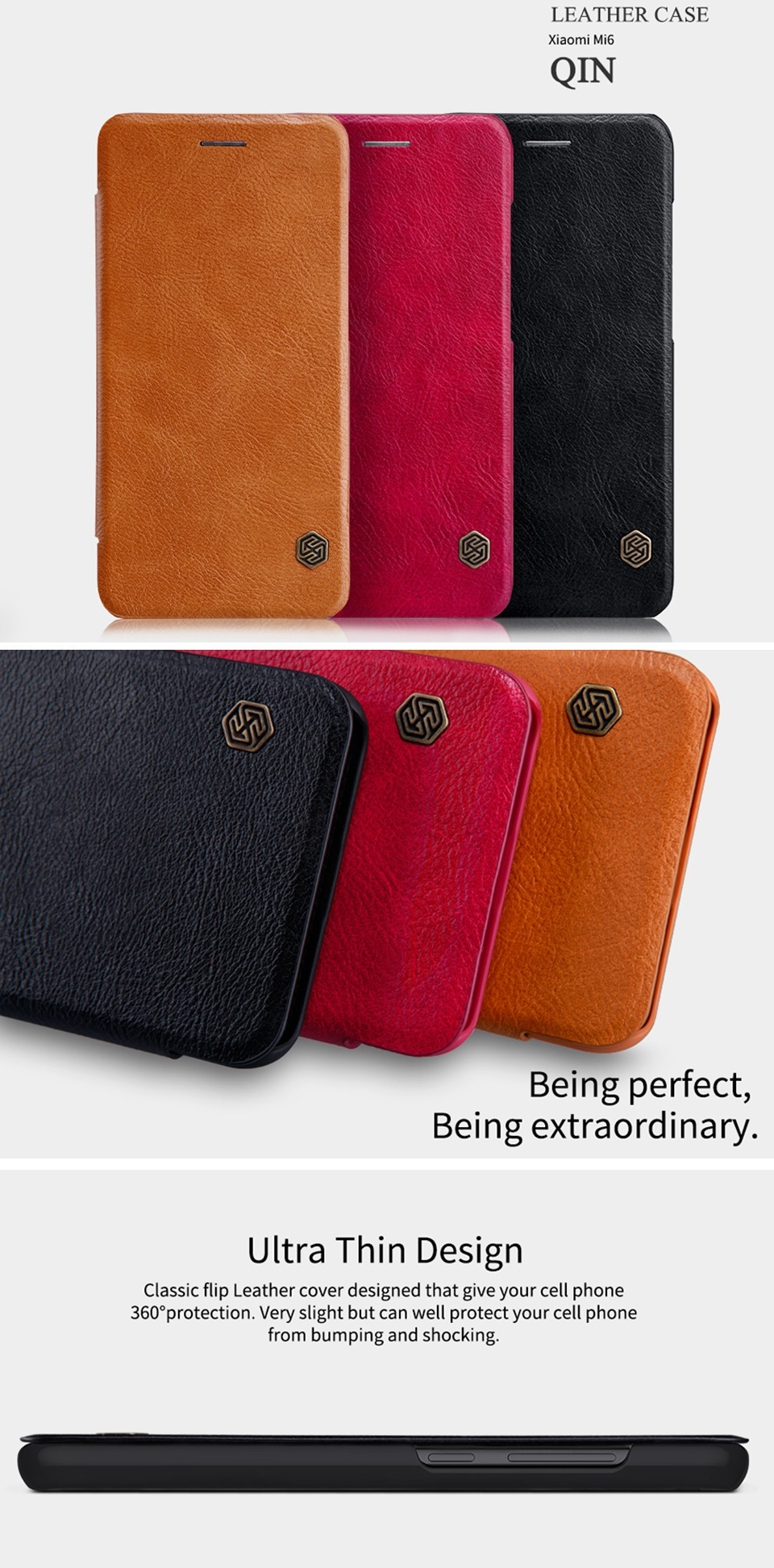 Шкіряний чохол книжка Nillkin Qin Leather Case Q-LC XM-M6 для смартфонів Xiaomi Mi6