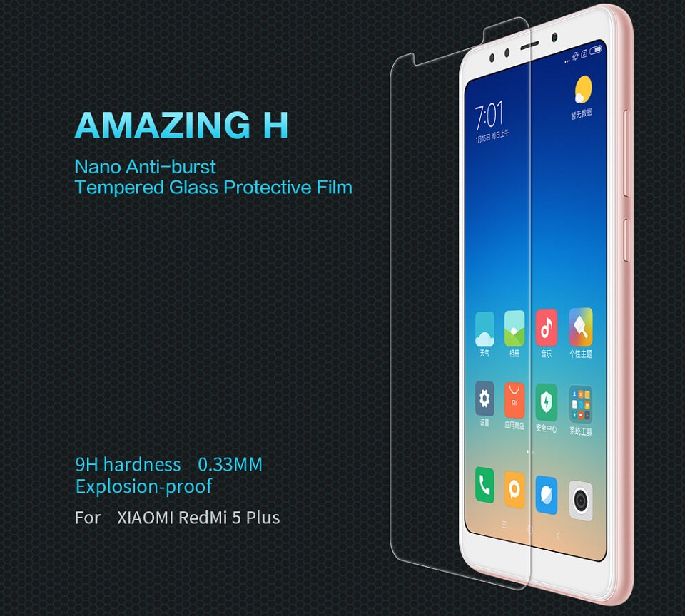 Защитное стекло Nillkin H Anti-Explosion Glass Screen Protector Xiaomi Redmi 5 Plus вид сбоку