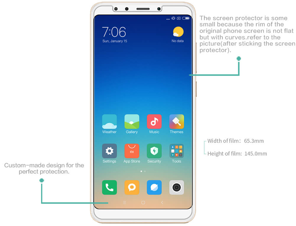 Защитная пленка Nillkin Super Clear Anti-fingerprint Protective Film Xiaomi Redmi 5 размеры изделия