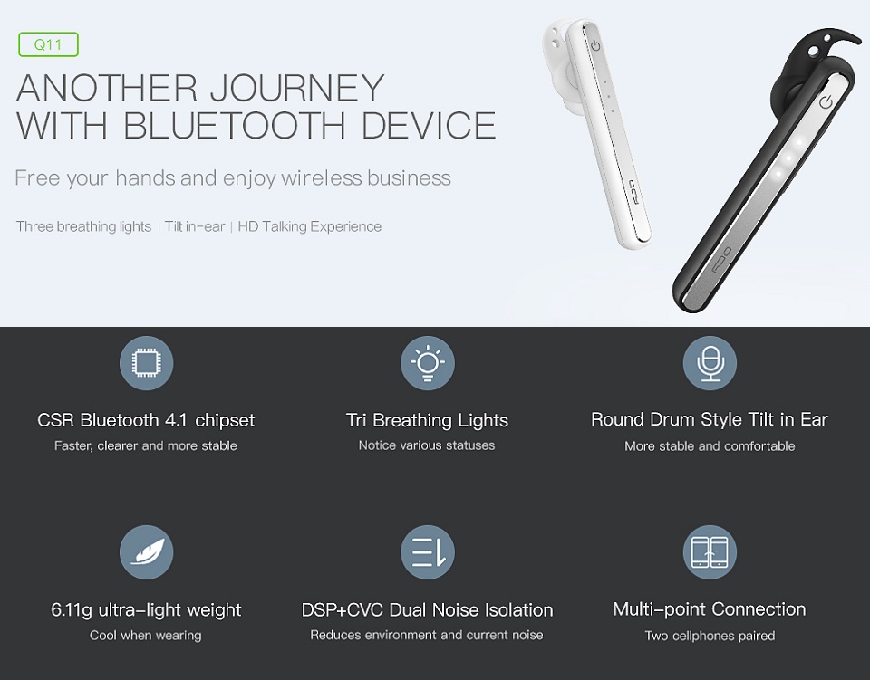 Bluetooth навушники QCY QY11 Black Mi Trade-in в двох кольорах крупним планом