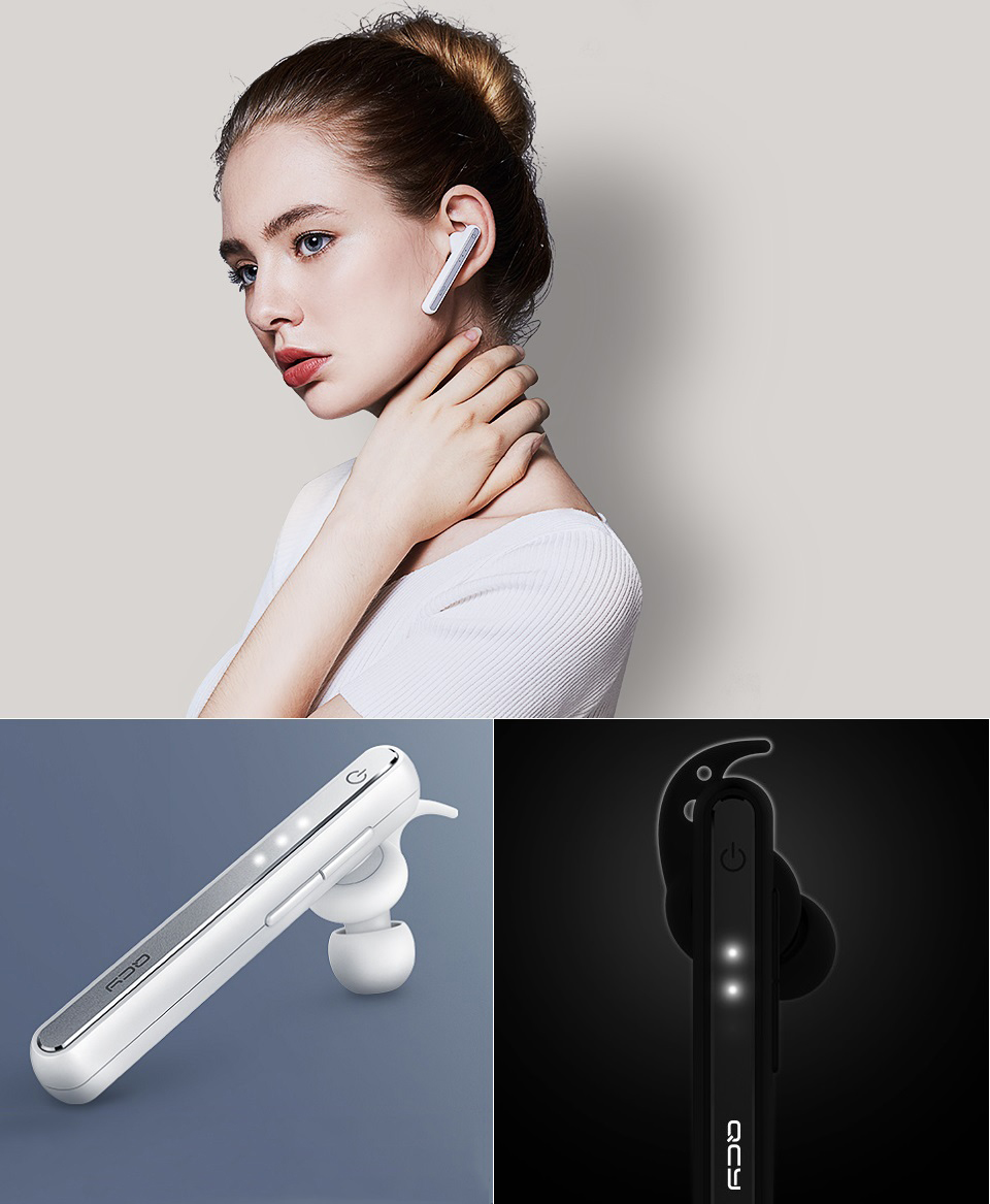 Bluetooth навушники QCY QY11 Black Mi Trade-in дівчина з гарнітурою