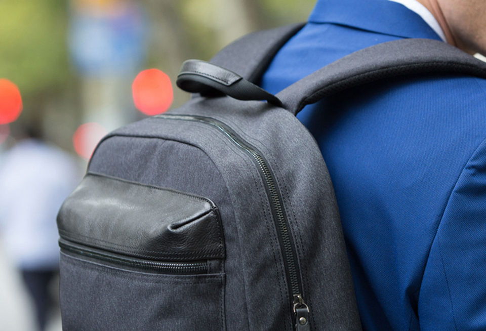 Рюкзак RunMi 90 Points Business Multi-function Backpack замок і шкіряні вставки