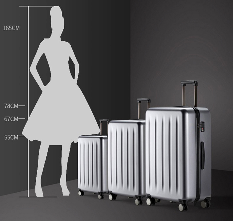 Валіза RunMi 90 Points suitcase Maсaron Green 20" висота валізи і людський зріст