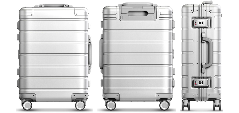 Чемодан RunMi 90 Points Metal Suitcase Business Travel Silver 20 металлический корпус