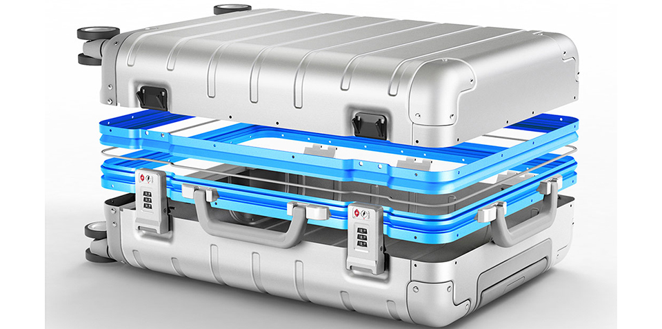 Чемодан RunMi 90 Points Metal Suitcase Business Travel Silver 20 алюминиевая рама