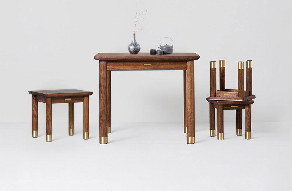 Small-Walnut Wood-Series комплект стол и стул