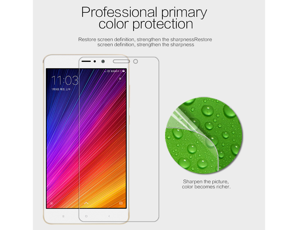 Захисна плівка  Nillkin Super Clear Anti-fingerprint S-SP XM для смартфонів Xiaomi 5s Plus  яскравість кольорів