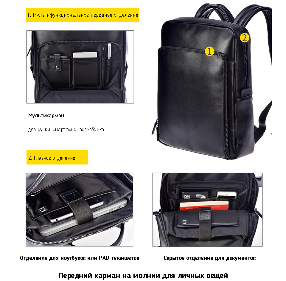 Рюкзак  Xiaomi 90 Points Business Backpack Black с гаджетами