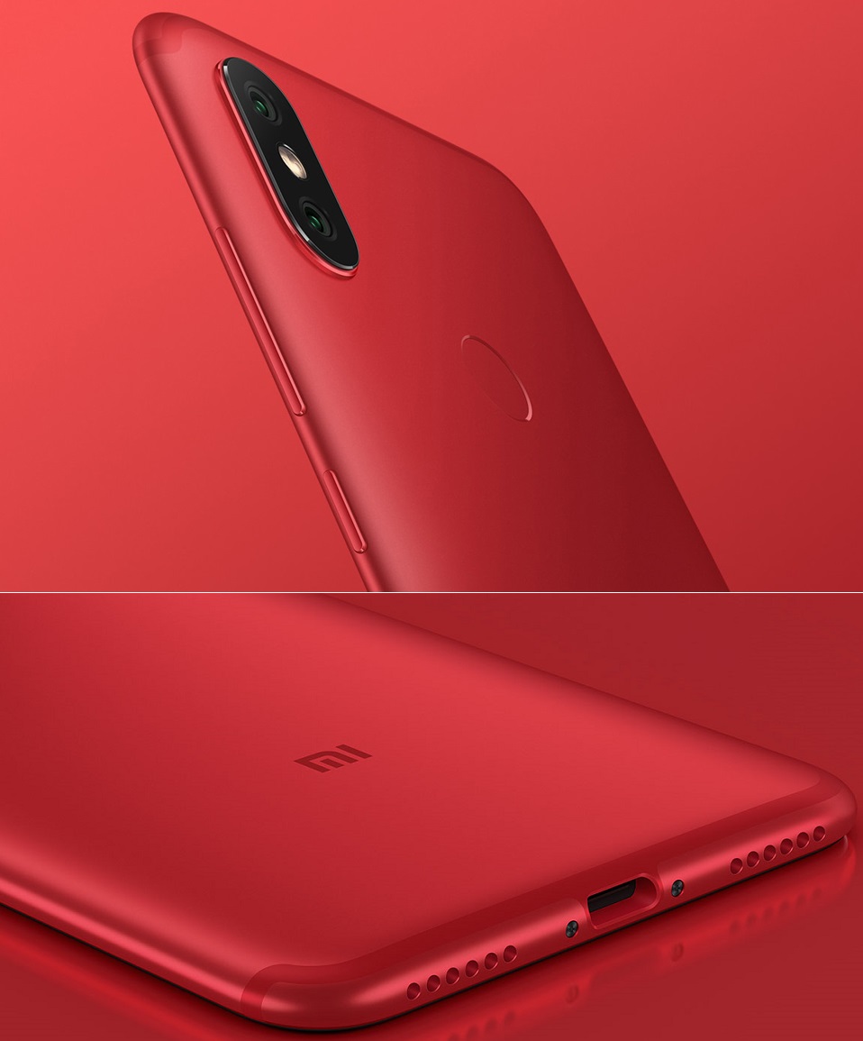 Смартфон Xiaomi Mi 6X червоного кольору камера і порт зарядки