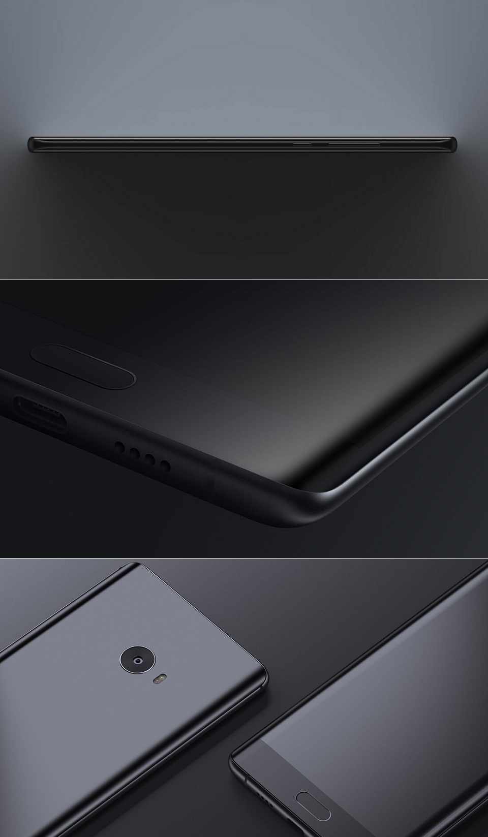 Смартфон Xiaomi Mi Note 2 в чорному кольорі межі і закруглені кути