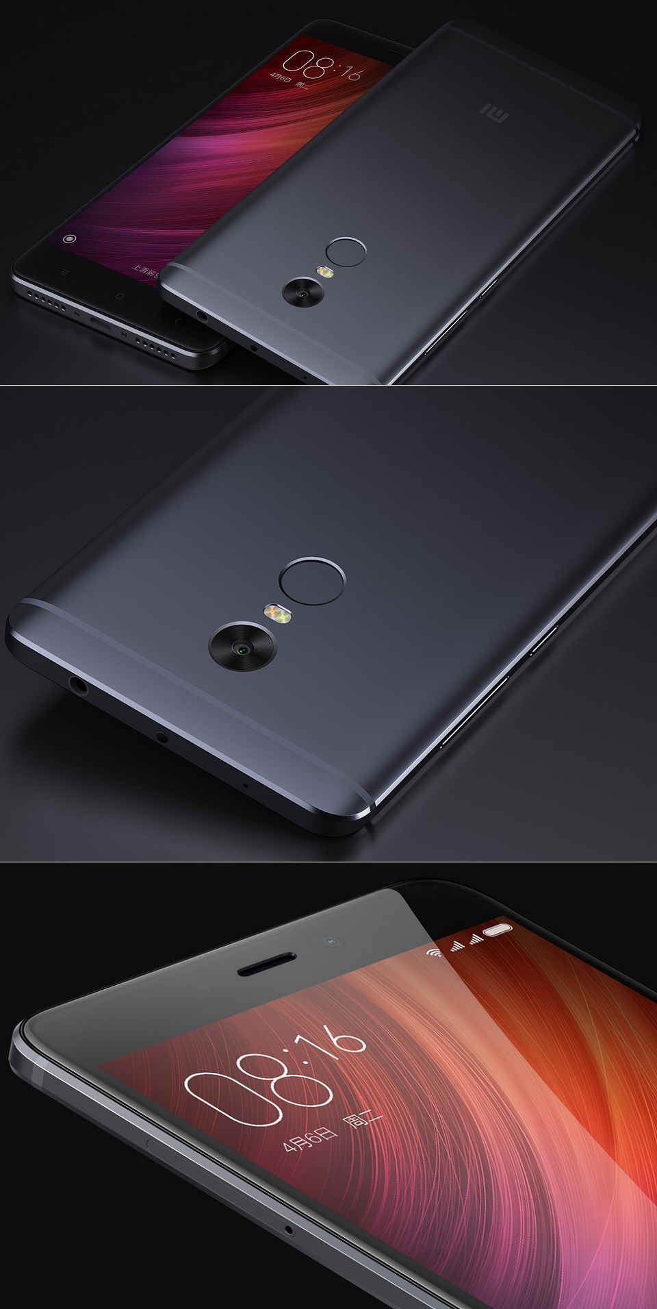 Смартфон Xiaomi Redmi Note 4 Black 3/64 Gb черного цвета в разных ракурсах