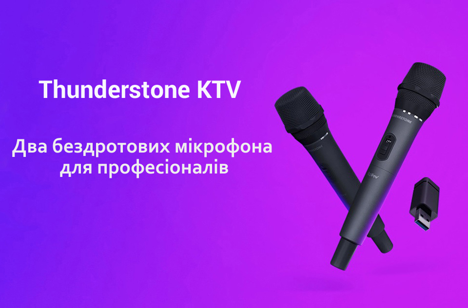Комплект мікрофонів Thunderstone KTV professional wireless microphone крупним планом