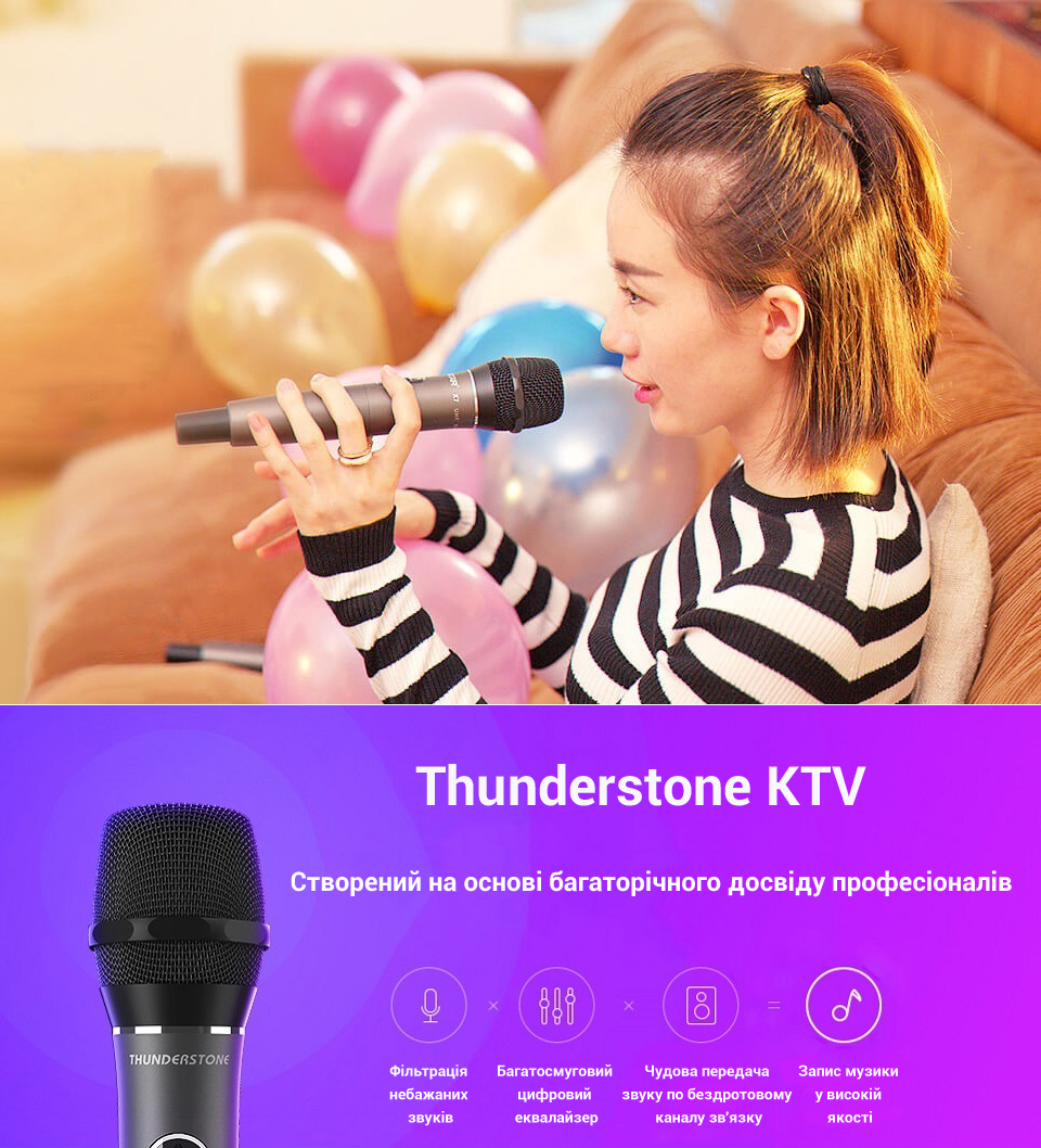 Комплект мікрофонів Thunderstone KTV professional wireless microphone дівчина з мікрофоном