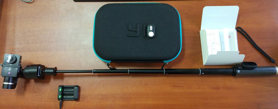 Xiaomi Yi 4K Night Black, монопод и стабилизируемой стедикамом YI Handheld Gimbal