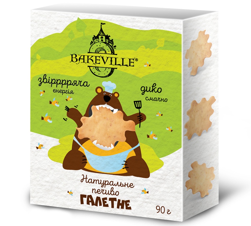 Печиво галетное Ваніль База ТМ `Bakeville` 90 г упаковка