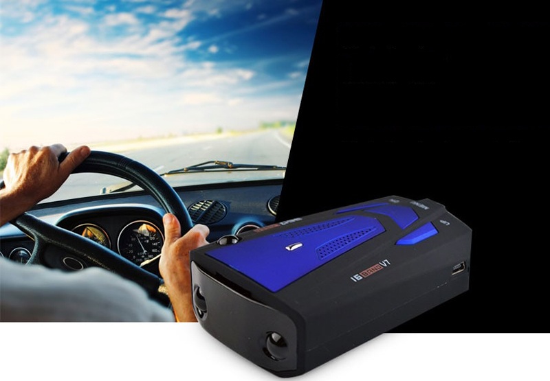V7 360 Degrees Car Radar Detector GPS Speed Alarm на фоне авто