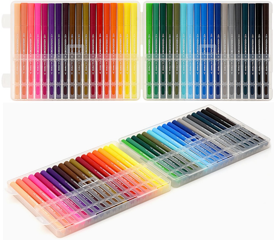 Набір кольорових маркерів KACO Double Tips Pen 36 Colors K1037 крупним планом