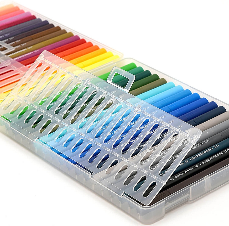Набір кольорових маркерів KACO Double Tips Pen 36 Colors K1037 набір крупним планом