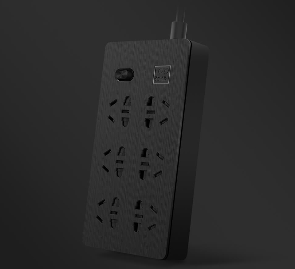 Подовжувач KingMi AIGO Power Strip (6 розеток; без USB) Black 1.8m TC0601 крупним планом