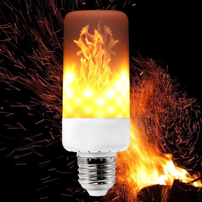 Лампа LED Flame Effect Flickering Fire Light Bulb with Gravity Sensor Yellow Flame крупным планом