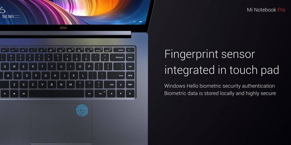 Mi Notebook Pro сканер відбитків пальців