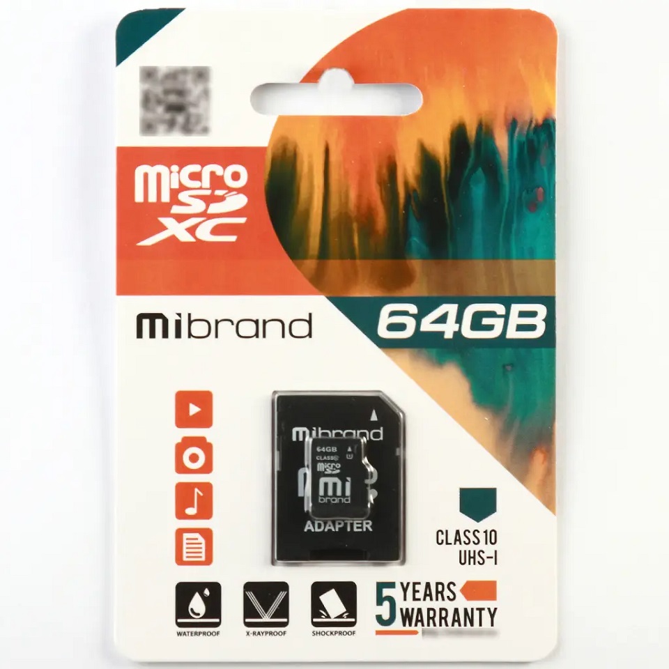 Карта пам'яті Mibrand microSDHC (UHS-1) 64Gb (Class 10)+SD крупним планом