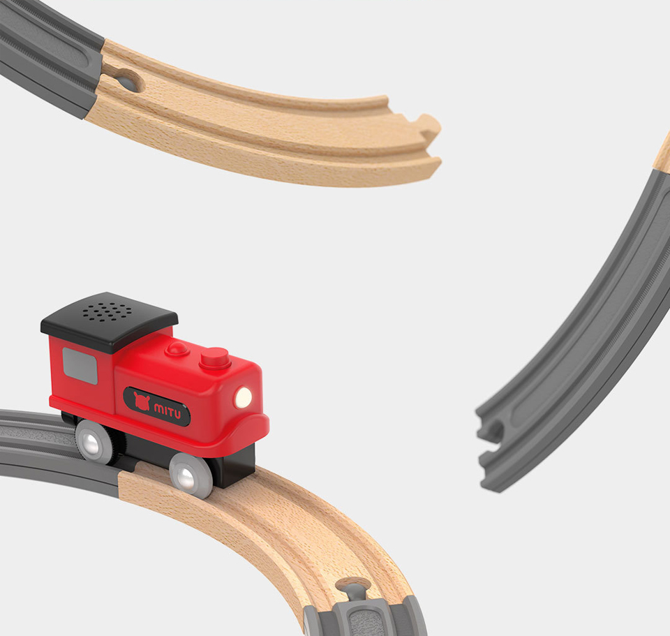 Деревянная железная дорога MiTU Track building block sound and light train элементы конструкции