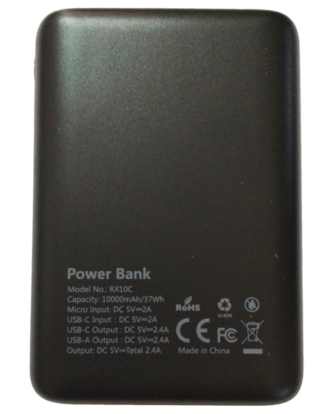 Универсальная батарея MIUI Powerbank RX10C тыльная сторона