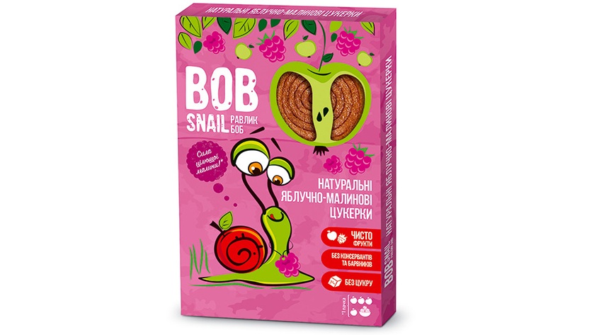 Натуральні Яблучно-малинові Цукерки ТМ "BOB SNAIL" (РАВЛИК БОБ) 60 г (Україна) упаковка