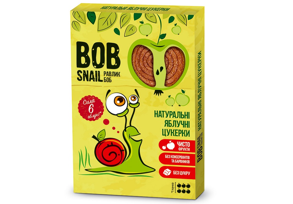 Натуральные Яблочные Конфеты ТМ "BOB SNAIL" (УЛИТКА БОБ) 60 г (Украина) упаковка