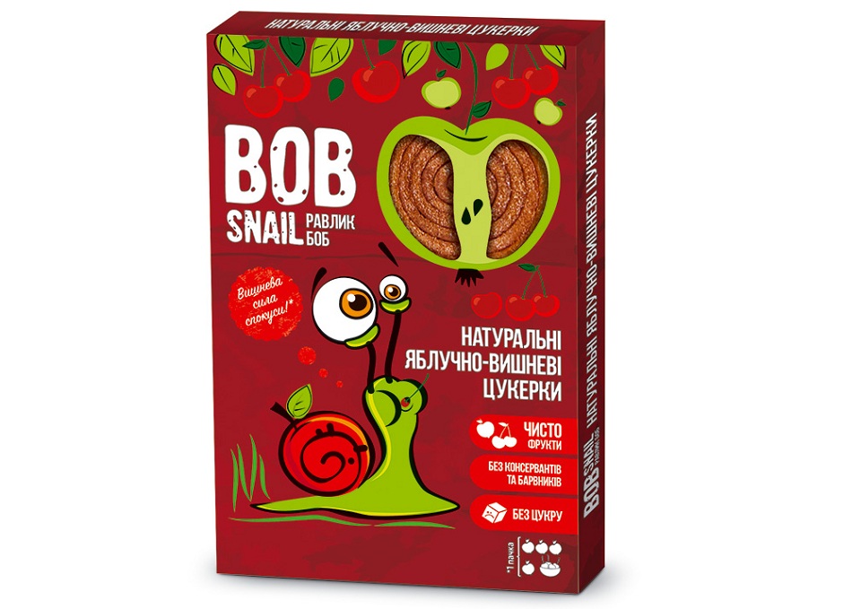 Натуральные Яблочно-Вишневые Конфеты ТМ "BOB SNAIL" (УЛИТКА БОБ) 60 г (Украина) упаковка
