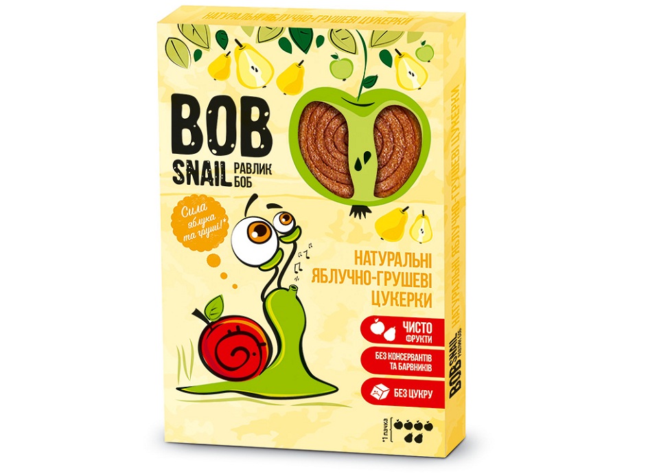 Натуральные Яблочно-Грушевые Конфеты ТМ "BOB SNAIL" (УЛИТКА БОБ) 60 г (Украина) упаковка