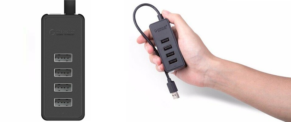 USB-хаб PowerPlant ORICO USB 2.0 4 порта W5P-U2-030-BK-PRO (CA911424) крупным планом