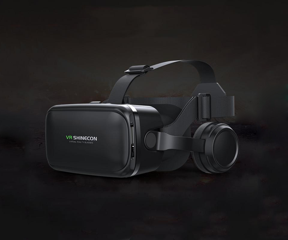 Гарнітура віртуальної реальності Shinecon SC-G04E з навушниками Black на чорному тлі