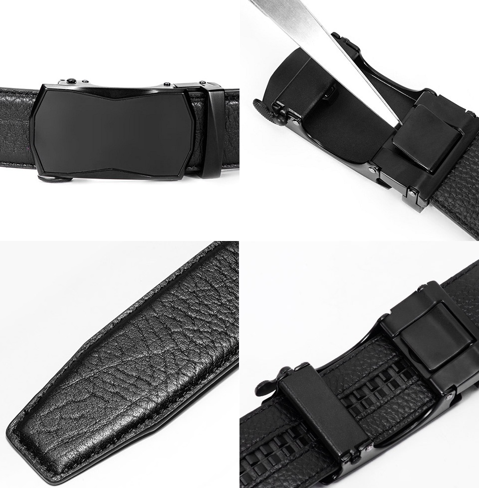 Ремінь шкіряний ALLISON Automatic Buckle Belt Black 120 cm елементи конструкції