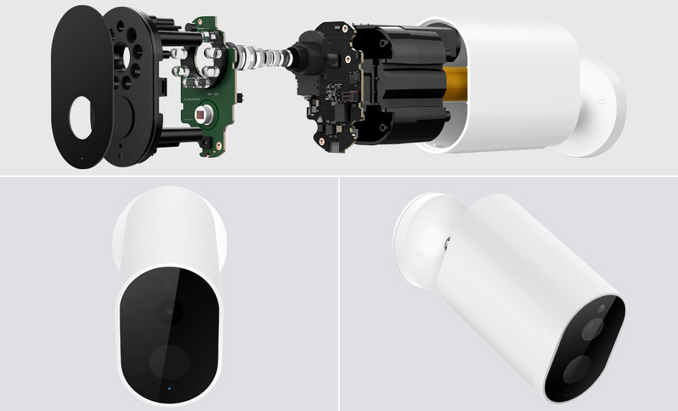 IP Камера Xiaobai Battery Version 1080P 120 ° AI Detection PIR Sensor IP65 White конструкція
